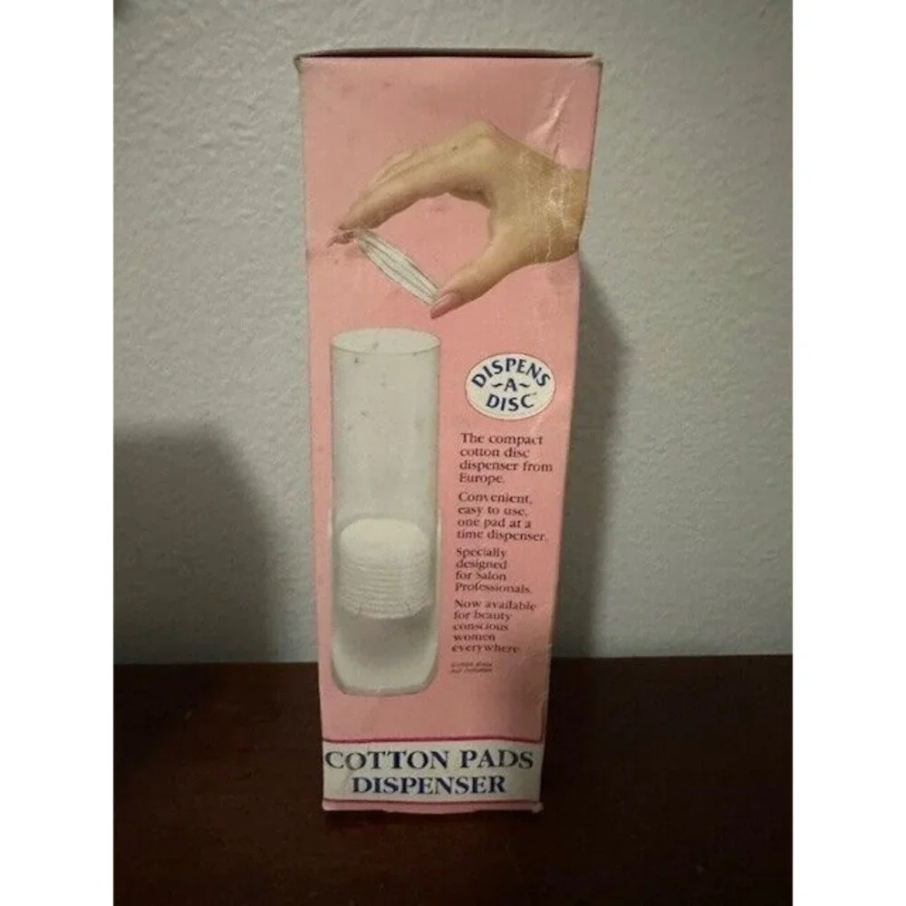 Dispens A Disc Vtg Cotton Rounds Pads Holder Dispenser Lid Makeup Remover NOS